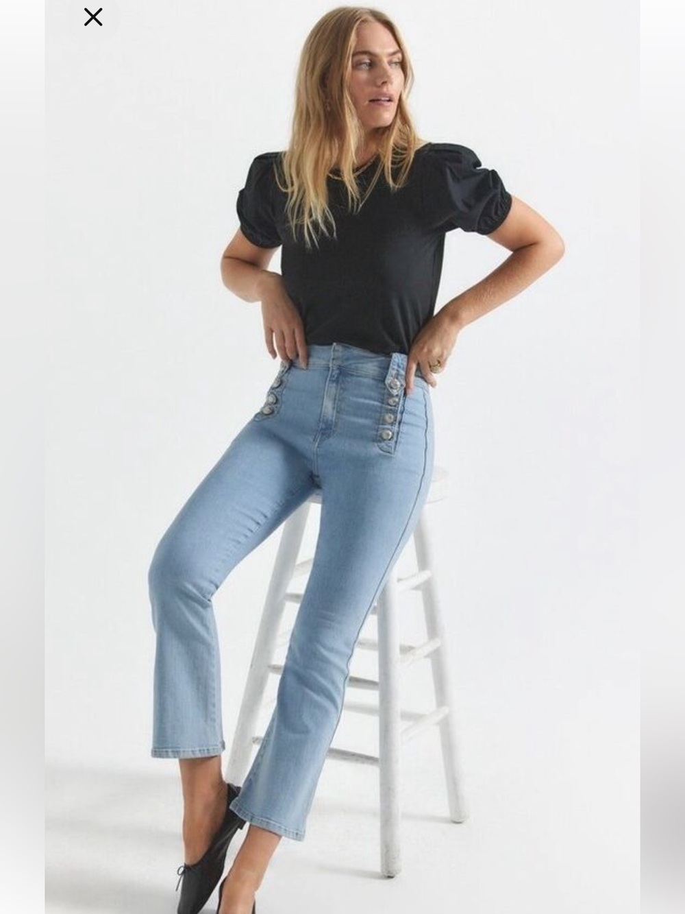 Derek Lam 10 Crosby Denim medium wash Robertson crop flare sailor style jeans